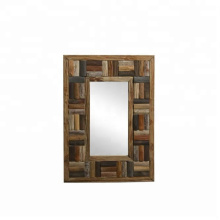 Mayco Vintage Rectangle Handcrafted Driftwood Frame Decorative Wall Mirror for Bathroom